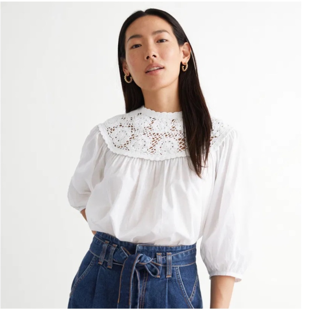 & Other Stories Voluminous Crochet Collar Blouse